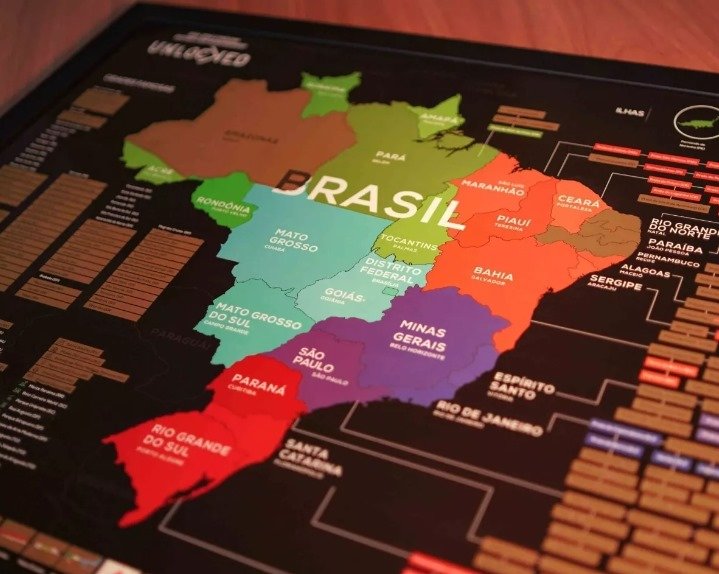 Mapa Do Brasil de Raspar | Unlocked | Com moldura | 66x46 cm - 4