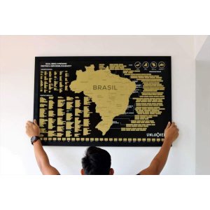 Mapa Do Brasil de Raspar | Unlocked | Com moldura | 100x66 cm