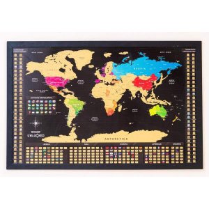 Mapa Mundi de Raspar | Unlocked | Com moldura | 100x66 CM