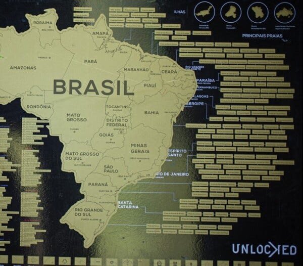 Mapa do Brasil de Raspar | Unlocked | Sem moldura | 94x60 CM - 2