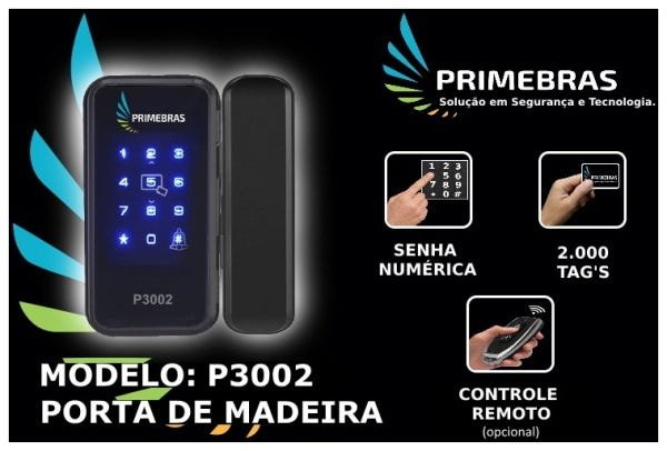 Fechadura Digital de Sobrepor para Madeira Tag + Senha P3002 Primebras - 2