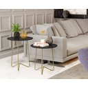 Ver imagem 2 de Conjunto Mesas Laterais Apoio Vidro Roma Dourada Premium:Preto