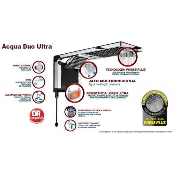 Chuveiro Acqua Duo Ultra Preto Cromado 5500w 127v Lorenzetti - 3
