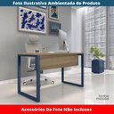 Ver imagem 2 de Mesa Escritório P25 Tub Pandin 170 Cm (larg) X 70 Cm (prof) Tampo Mdp Noce Pé Aço Tubular Azul