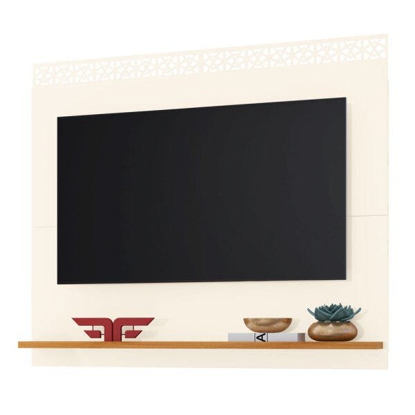 Painel para TV até 55 Polegadas 136cm Sala de Estar City New Off White/Coral - Frade Movelaria