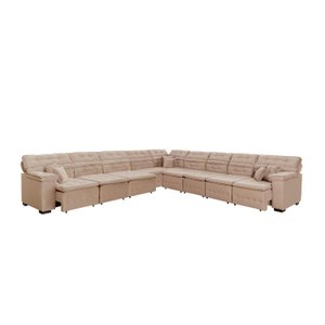 Sofá Magno 4.57x4.57m de Canto, Retrátil e Reclinável - Bege