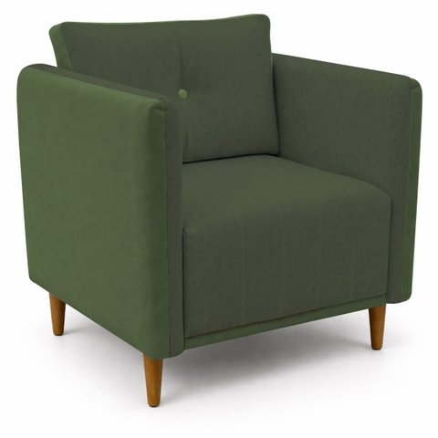 Kit 2 Poltronas Aviv para Sala Escritório Recepção Linho Verde Premium Easy Clean Corino Verde Premi