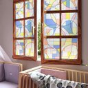 Ver imagem 4 de Pelicula Adesivo Eletrostatica Vidro Mondrian Colorido