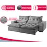Sofá 3 Lugares Máximo Retrátil e Reclinável 2,30 Metros Suede Cinza Claro - 3