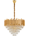 Ver imagem 3 de Luminária Pendente Lustre Luxuoso Dourado e Cristais Vana Sindora Inl104