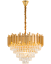 Ver imagem 1 de Luminária Pendente Lustre Luxuoso Dourado e Cristais Vana Sindora Inl104