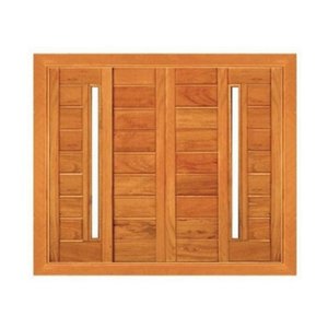 Janela de Correr Horizontal com Visor Reta - Madeira Maciça - Angelim:1,20m X 1,20m