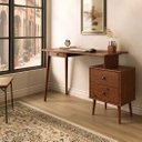 Ver imagem 2 de Escrivaninha Retro de Madeira com Gaveteiro 110 até 150 Cm Ajustável Castanho Piero