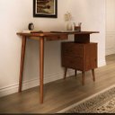 Ver imagem 5 de Escrivaninha Retro de Madeira com Gaveteiro 110 até 150 Cm Ajustável Castanho Piero