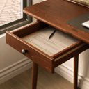 Ver mais imagens de Escrivaninha Retro de Madeira com Gaveteiro 110 até 150 Cm Ajustável Castanho Piero