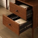 Ver imagem 7 de Escrivaninha Retro de Madeira com Gaveteiro 110 até 150 Cm Ajustável Castanho Piero