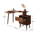 Ver imagem 3 de Escrivaninha Retro de Madeira com Gaveteiro 110 até 150 Cm Ajustável Castanho Piero