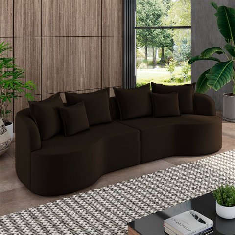 Sofá Living Decorativo Salinas 4 ou Mais Lugares com Almofadas 290cm Modulado Veludo Marrom G33- Gra