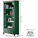 Ver imagem 4 de Estante Livros 3 Prateleiras 1 Gaveta Pés Torneados - Verde Kalle Laca Tampo e Base Imbuia Glazer