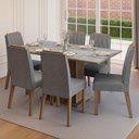 Ver imagem 1 de Conjunto Sala de Jantar Tampo de Madeira 6 Cadeiras Rustic/Cinza/Silver Bosque Madesa