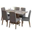 Ver imagem 2 de Conjunto Sala de Jantar Tampo de Madeira 6 Cadeiras Rustic/Cinza/Silver Bosque Madesa