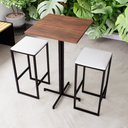 Ver imagem 1 de Conjunto Mesa Alta Bar Bistrô Quadrada Imbuia 2 Bancos Estofado Don Castro Decor