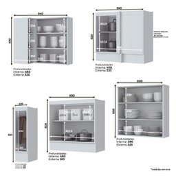 Cozinha Completa Americana 12 Peças com Cristaleira Branco Hp - Móveis Henn - 4