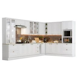 Cozinha Completa Americana 12 Peças com Cristaleira Branco Hp - Móveis Henn - 1