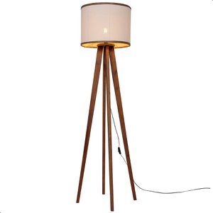 Luminária de Chão Madri com Pés de Madeira e Palha Natural 158cm