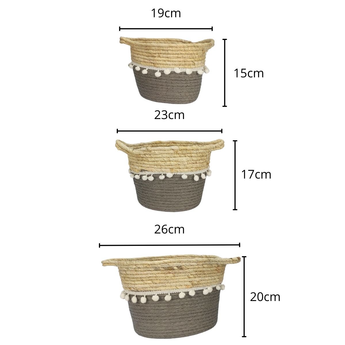 Cesto de Palha Rustico Organizador e Decorativo Partna 4027cz - 3