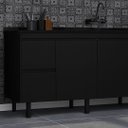 Ver imagem 2 de Gabinete de Cozinha 5 Gavetas 3 Portas 194cm Grande 100% Mdf:preto