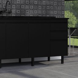 Gabinete de Cozinha 5 Gavetas 3 Portas 194cm Grande 100% Mdf:preto - 3