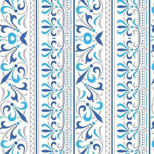 Papel De Parede Arabesco Azul Lavável 310x58cm