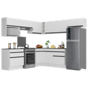 Ver imagem 3 de Armário de Cozinha Completa de Canto com Rodapé Veneza Multimóveis Mp2106.964 Branco/preto