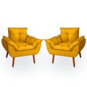 Ver imagem 1 de Kit 2 Poltrona Opala Amarela Suede Decorativa para Sala Escritório Biselos-Decor