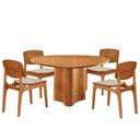 Ver imagem 2 de Mesa Selene Tampo 135 Laminado com 4 Cadeiras Malta Gold Moderna Mobília