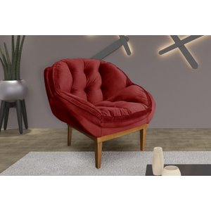 Poltrona Decorativa Marcela Veludo Vermelho