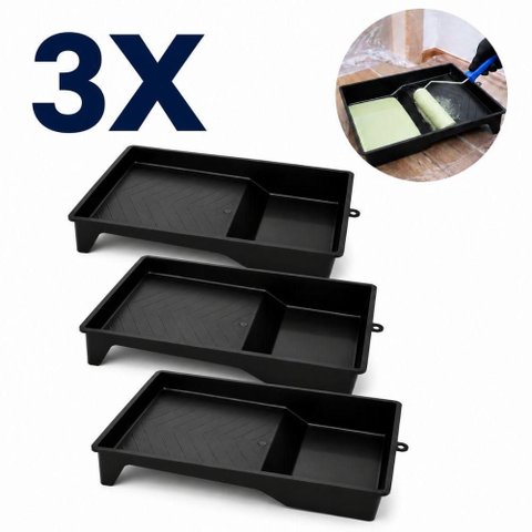 Kit 3 Bandeja para Pintura Plástica Reforçada 1000ml Preto Yeet