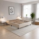Ver imagem 1 de Cama Casal 137x187 Desmontável Tecido Premium 100% Madeira - Creme - Nova Cama