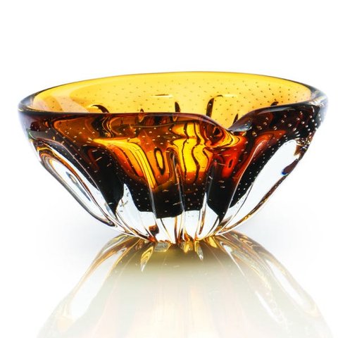 Centro De Mesa Em Cristal Murano Âmbar E Lilás - São Marcos