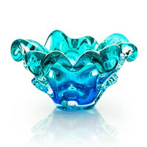 Centro De Mesa Em Cristal Murano Azul E Verde - São Marcos