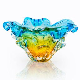 Centro De Mesa Em Cristal Murano Azul E Âmbar - São Marcos - 1