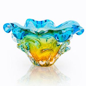 Centro De Mesa Em Cristal Murano Azul E Âmbar - São Marcos