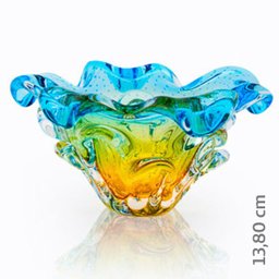 Centro De Mesa Em Cristal Murano Azul E Âmbar - São Marcos - 2