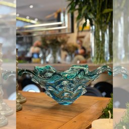 Centro de Mesa em Cristal Murano Azul e Verde - São Marcos - 3 Centro de Mesa em Cristal Murano Azul e Verde - São Marcos - 3