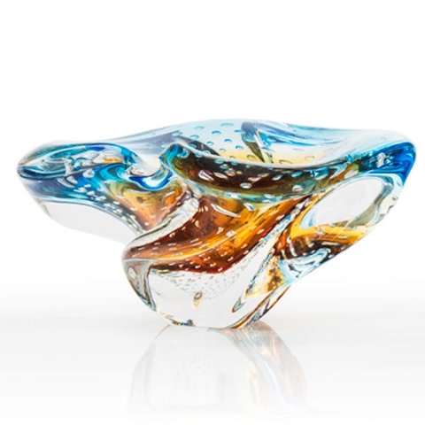 Centro De Mesa Em Cristal Murano Azul E Âmbar - São Marcos