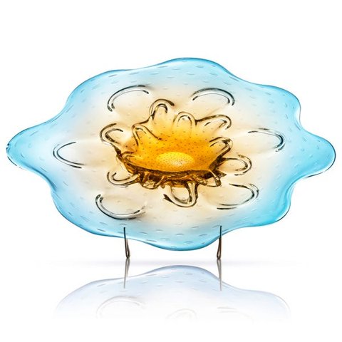 Centro De Mesa Em Cristal Murano Azul E Âmbar - São Marcos