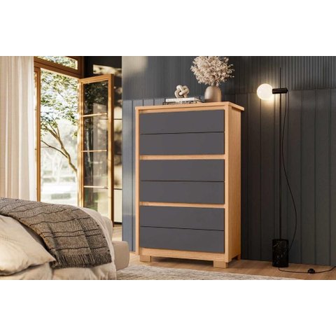 Cômoda Grande Unno 6 Gavetas - Freijó Titanium - Albatroz