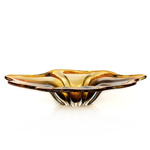 Centro De Mesa Em Cristal Murano Âmbar E Lilás - São Marcos