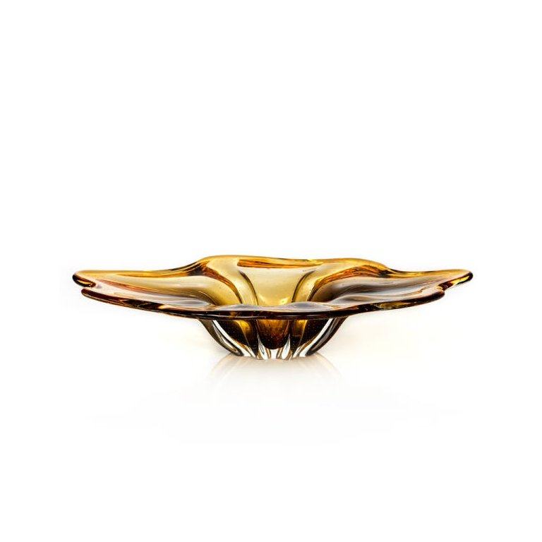Centro De Mesa Em Cristal Murano Âmbar E Lilás - São Marcos